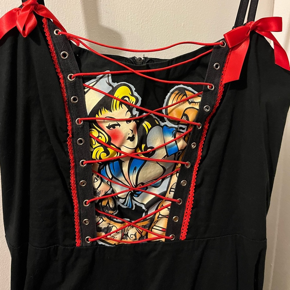 Lucky 13- no tag/ XL- black sundress w/ red trim & elastic @ bust. VGC. - Picture 2 of 6
